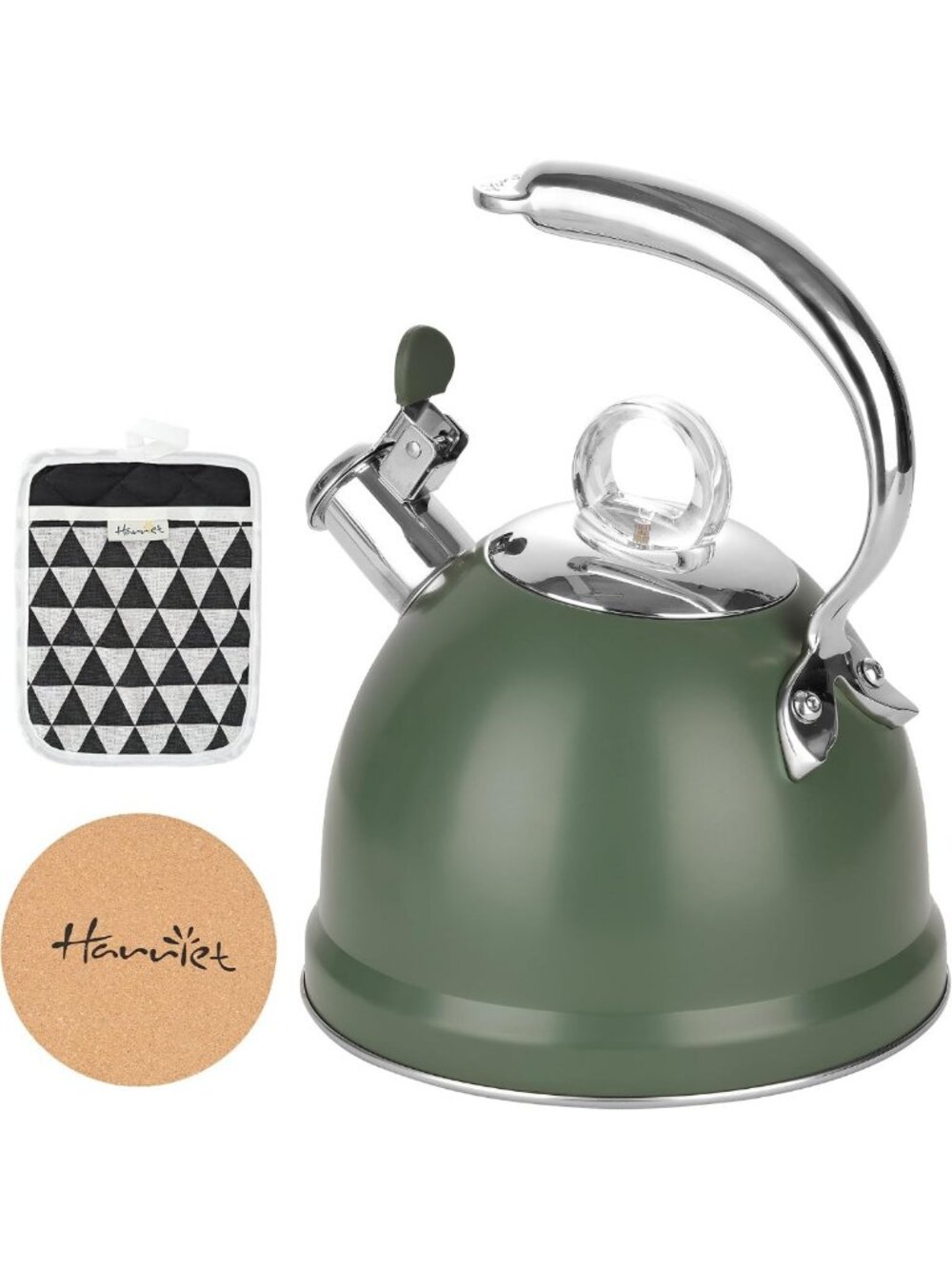 Stylish 2.5 QT Stainless Steel Whistling Tea Kettle for Stove Top Brewing